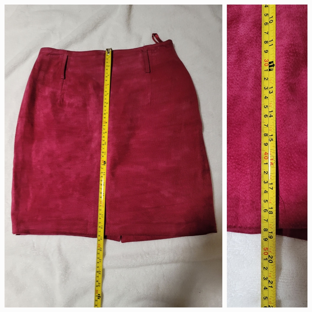 Vintage Express Maroon Suede Skirt - Picture 11 of 11